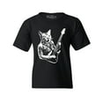 thumbnail image 1 of Shop4Ever Kids Rocker Kitty Cat Playing Guitar Graphic Child's Youth T-Shirt X-Large Black, 1 of 4