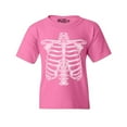 thumbnail image 1 of Shop4Ever Kids Skeleton Ribcage Skull Halloween Costume Graphic Child's Youth T-Shirt Small Azalea Pink, 1 of 4