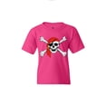 thumbnail image 1 of Shop4Ever Kids Skull and Crossbones Pirate Flag Graphic Child's Youth T-Shirt Large Heliconia Pink, 1 of 4