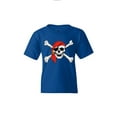 thumbnail image 1 of Shop4Ever Kids Skull and Crossbones Pirate Flag Graphic Child's Youth T-Shirt Small Royal Blue, 1 of 4