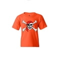 thumbnail image 1 of Shop4Ever Kids Skull and Crossbones Pirate Flag Graphic Child's Youth T-Shirt X-Large Orange, 1 of 4