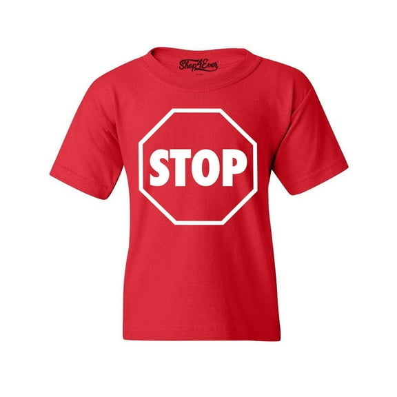 Shop4Ever Kids Stop Sign Traffic Stop Costume Graphic Child's Youth T-Shirt Medium Red