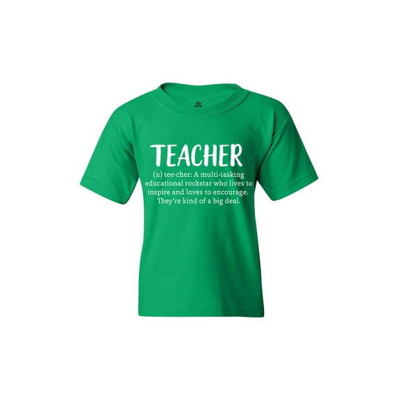 Shop4Ever Kids Teacher Definition Graphic Child's Youth T-Shirt Medium Irish Green