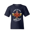 thumbnail image 1 of Shop4Ever Kids Time to Get Basted Thanksgiving Turkey Graphic Child's Youth T-Shirt Large Navy Blue, 1 of 4