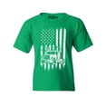 thumbnail image 1 of Shop4Ever Kids Trucker American Flag USA Graphic Child's Youth T-Shirt Large Irish Green, 1 of 4