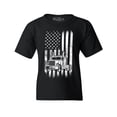 thumbnail image 1 of Shop4Ever Kids Trucker American Flag USA Graphic Child's Youth T-Shirt Small Black, 1 of 4