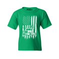 thumbnail image 1 of Shop4Ever Kids Trucker American Flag USA Graphic Child's Youth T-Shirt Small Irish Green, 1 of 4