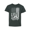 thumbnail image 1 of Shop4Ever Kids Trucker American Flag USA Graphic Child's Youth T-Shirt X-Small Dark Heather, 1 of 4