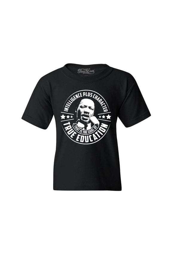Kids True Education Inspiring Quote Martin Luther King Jr. Graphic Child's Youth T-Shirt Medium Black
