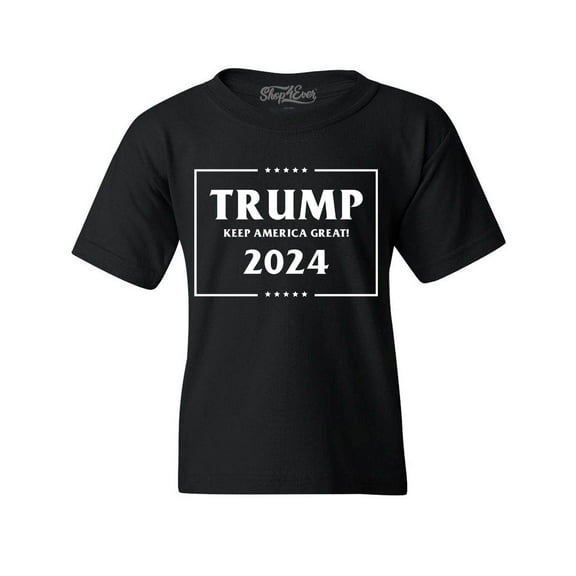 Shop4Ever Kids Trump Keep America Great 2024 Graphic Child's Youth T-Shirt Small Black