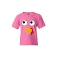thumbnail image 1 of Shop4Ever Kids Turkey Face Thanksgiving Graphic Child's Youth T-Shirt Small Azalea Pink, 1 of 4