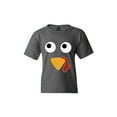 thumbnail image 1 of Shop4Ever Kids Turkey Face Thanksgiving Graphic Child's Youth T-Shirt X-Small Dark Heather, 1 of 4
