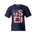 thumbnail image 1 of Shop4Ever Kids US EH American Canadian Flag Humor Graphic Child's Youth T-Shirt Medium Navy Blue, 1 of 4