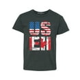 thumbnail image 1 of Shop4Ever Kids US EH American Canadian Flag Humor Graphic Child's Youth T-Shirt X-Large Dark Heather, 1 of 4