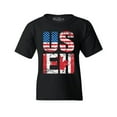thumbnail image 1 of Shop4Ever Kids US EH American Canadian Flag Humor Graphic Child's Youth T-Shirt X-Small Black, 1 of 4