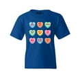 thumbnail image 1 of Shop4Ever Kids Valentine's Day Candy Hearts Conversation Heart Graphic Child's Youth T-Shirt X-Small Royal Blue, 1 of 4
