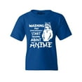 thumbnail image 1 of Shop4Ever Kids Warning May Start Spontaneously Talking About Anime Graphic Child's Youth T-Shirt Medium Royal Blue, 1 of 4