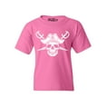 thumbnail image 1 of Shop4Ever Kids White Pirate Captain Skull with Scimitars Graphic Child's Youth T-Shirt Large Azalea Pink, 1 of 4