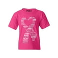 thumbnail image 1 of Shop4Ever Kids White Ribbon Heart Montage Cloud Breast Cancer Graphic Child's Youth T-Shirt Large Heliconia Pink, 1 of 4