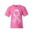 thumbnail image 1 of Shop4Ever Kids White Ribbon Montage Word Cloud Breast Cancer Graphic Child's Youth T-Shirt Small Azalea Pink, 1 of 4