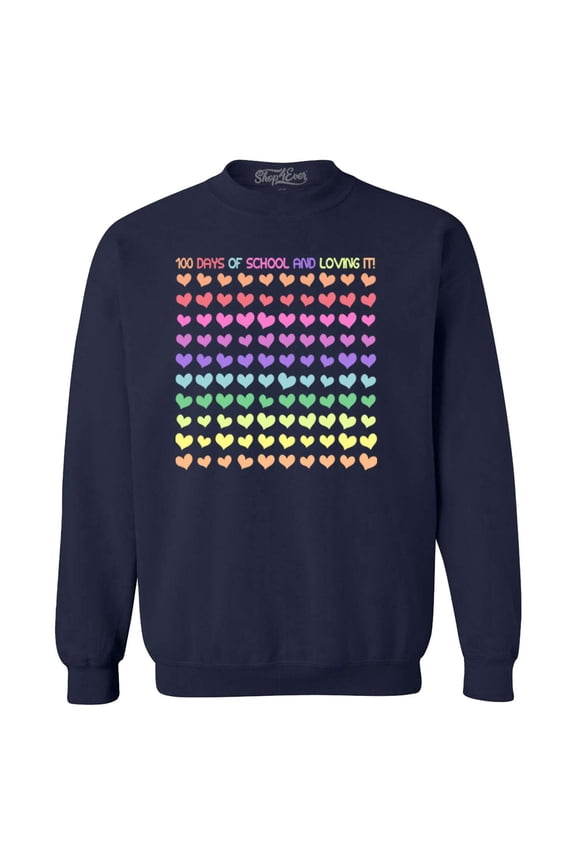 Men's 100 Days of School and Loving It! Crewneck Sweatshirt Small Navy