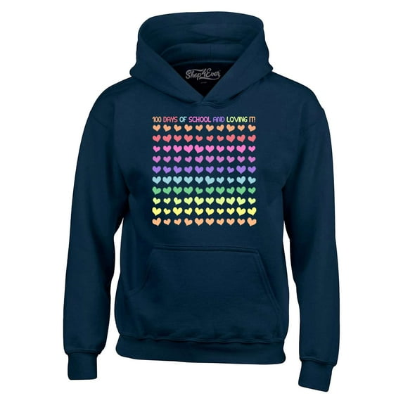 Shop4Ever Men's 100 Days of School and Loving It! Hooded Sweatshirt Hoodie XX-Large Navy