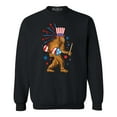 thumbnail image 1 of Shop4Ever Men's 4th of July Bigfoot Patriotic Sasquatch Fireworks Crewneck Sweatshirt XX-Large Black, 1 of 5