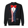 thumbnail image 1 of Shop4Ever Men's 4th of July USA Tuxedo American Flag Costume Crewneck Sweatshirt XXX-Large Black, 1 of 5