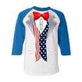 thumbnail image 1 of Shop4Ever Men's 4th of July USA Tuxedo American Flag Costume Raglan Baseball Shirt Small White/Blue, 1 of 5