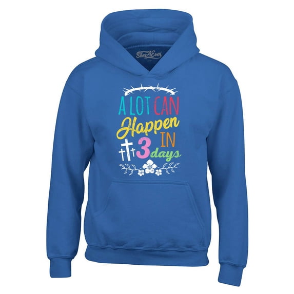 Shop4Ever Men's A Lot Can Happen in 3 Days Easter Christian Hooded Sweatshirt Hoodie XXX-Large Royal Blue