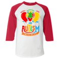 thumbnail image 1 of Shop4Ever Men's Accept Understand Love Autism Awareness Balloons Raglan Baseball Shirt Large White/Red, 1 of 5