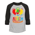 thumbnail image 1 of Shop4Ever Men's Accept Understand Love Autism Awareness Balloons Raglan Baseball Shirt Medium Heather Grey/Black, 1 of 4