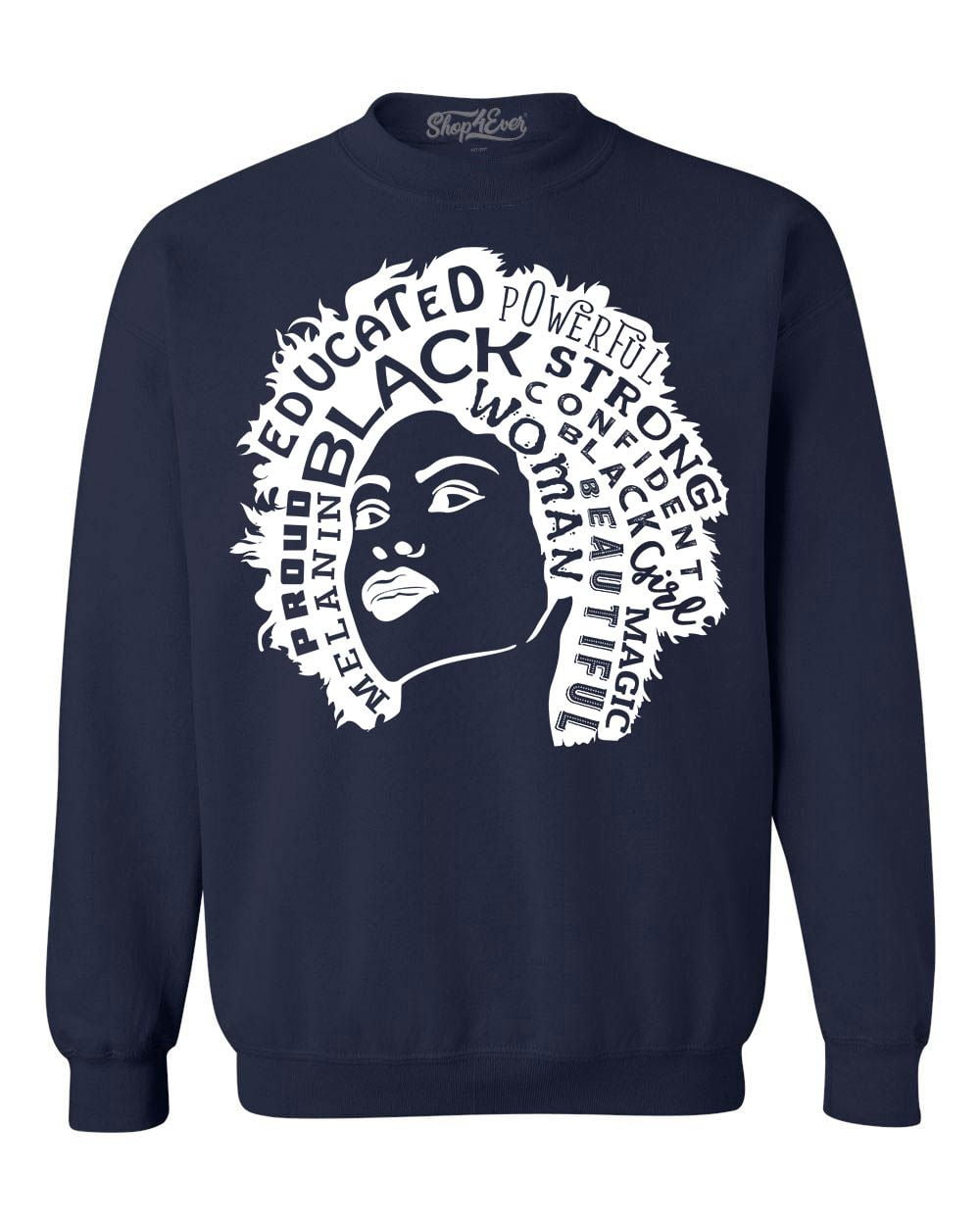 African American Woman Afro Word Cloud Sweatshirt - Black Culture Apparel