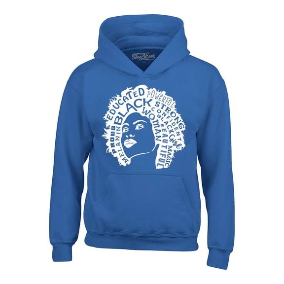 Shop4Ever Men's African American Woman Afro Word Cloud Hooded Sweatshirt Hoodie Large Royal Blue