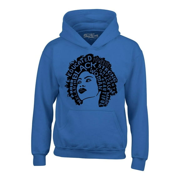 Shop4Ever Men's African American Woman Afro Word Cloud Hooded Sweatshirt Hoodie Large Royal Blue