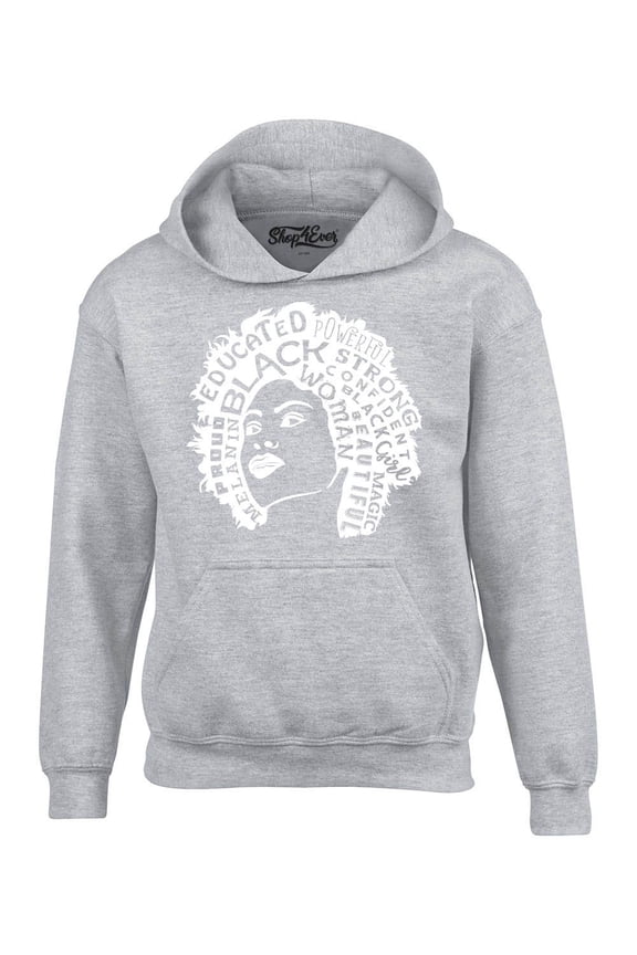 Men's African American Woman Afro Word Cloud Hooded Sweatshirt Hoodie Medium Sports Grey