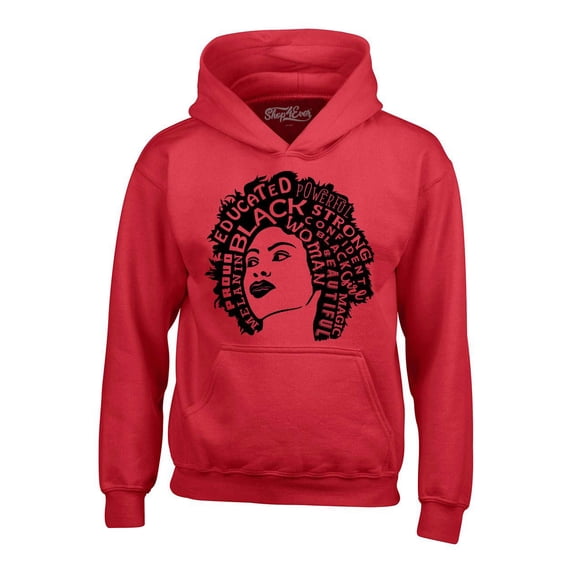 Shop4Ever Men's African American Woman Afro Word Cloud Hooded Sweatshirt Hoodie Small Red
