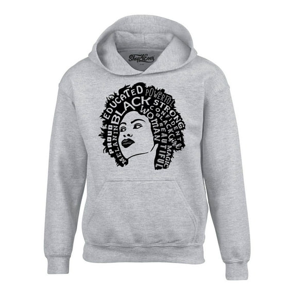 Shop4Ever Men's African American Woman Afro Word Cloud Hooded Sweatshirt Hoodie XXX-Large Sports Grey