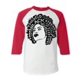 thumbnail image 1 of Shop4Ever Men's African American Woman Afro Word Cloud Raglan Baseball Shirt X-Small White/Red, 1 of 5