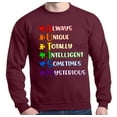 thumbnail image 1 of Shop4Ever Men's Always Unique Autism Awareness Crewneck Sweatshirt XXX-Large Maroon, 1 of 5