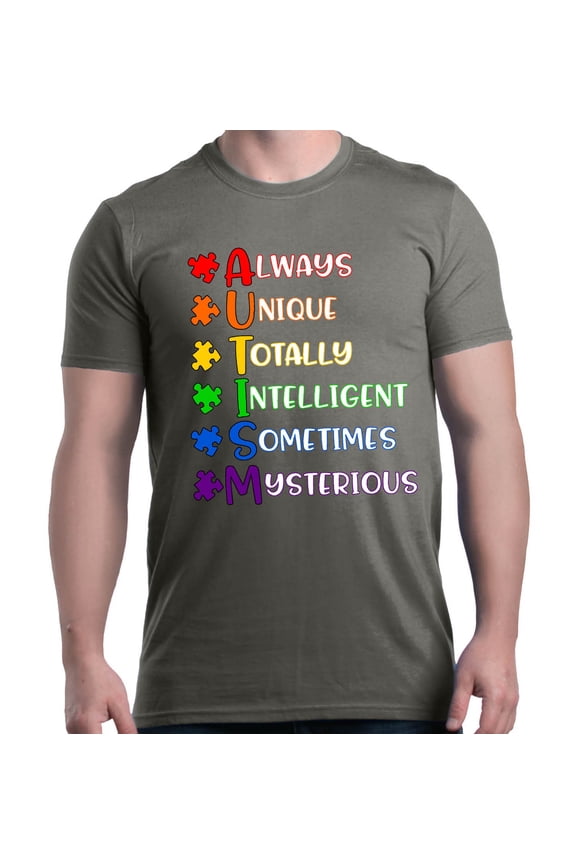 Men's Always Unique Autism Awareness Graphic T-shirt Small Charcoal