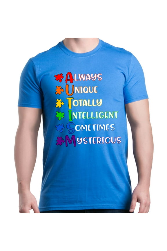 Men's Always Unique Autism Awareness Graphic T-shirt XX-Large Royal Blue