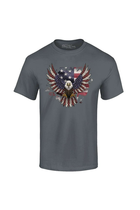 Men's American Bald Eagle USA Flag Graphic T-shirt X-Large Black