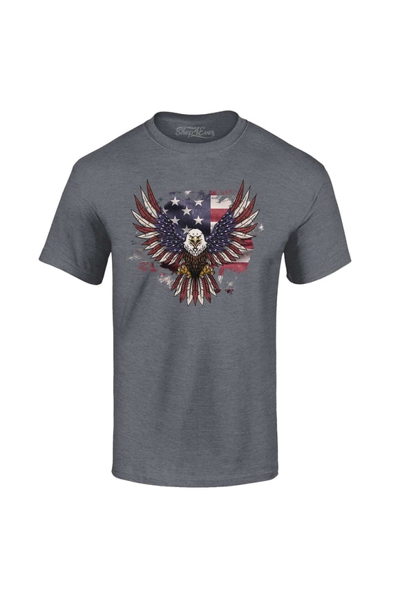 Men's American Bald Eagle USA Flag Graphic T-shirt XX-Large Charcoal