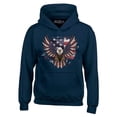 thumbnail image 1 of Shop4Ever Men's American Bald Eagle USA Flag Hooded Sweatshirt Hoodie Small Navy, 1 of 5