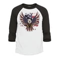 thumbnail image 1 of Shop4Ever Men's American Bald Eagle USA Flag Raglan Baseball Shirt X-Large White/Black, 1 of 4