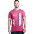 thumbnail image 1 of Shop4Ever Men's American Flag Blue Line Patriotic 4th of July Graphic T-shirt Large Azalea Pink, 1 of 5