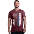 thumbnail image 1 of Shop4Ever Men's American Flag Blue Line Patriotic 4th of July Graphic T-shirt X-Large Maroon, 1 of 5