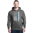 thumbnail image 1 of Shop4Ever Men's American Flag Blue Line Patriotic 4th of July Hooded Sweatshirt Hoodie Small Charcoal, 1 of 5
