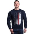 thumbnail image 1 of Shop4Ever Men's American Flag Red Line Patriotic 4th of July Crewneck Sweatshirt X-Large Navy, 1 of 5